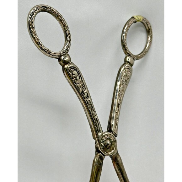 VINTAGE Silver Plate 8" Scissors ServingTongs - Pastry/Salad/Sandwich - Wedding - Picture 3 of 14